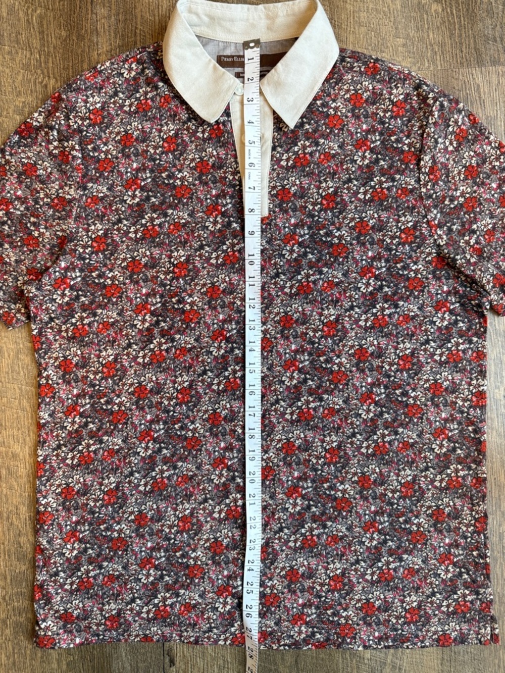 Perry Ellis Polo Floral Print Short Sleeve Button Up Luxury Pima Cotton Size M - Picture 6 of 10
